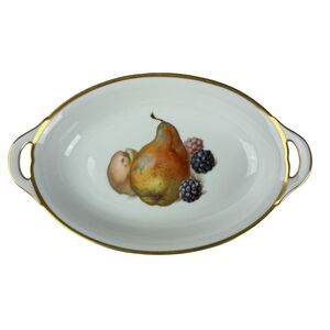 Thomas Bavaria Oval Porcelain Serving Bowl With Fruit Design & Gold Trim